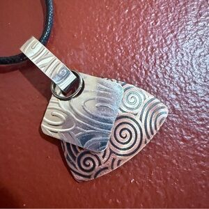 Silver and Copper Swirl Pendant Necklace & Earring Set